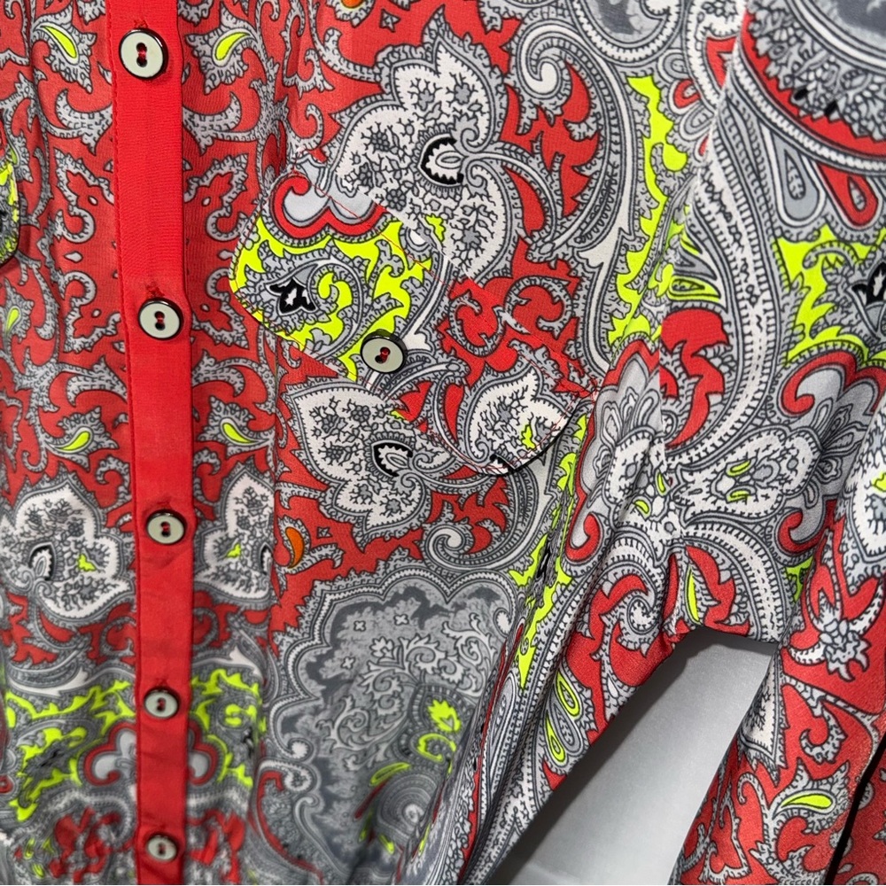 YOANA BARASCHI button down paisley print belted dress SMALL - Picture 8 of 12